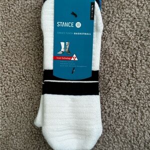 Stance Maximum Cushioned White Basketball Socks Large 9-13 Rubber Striped